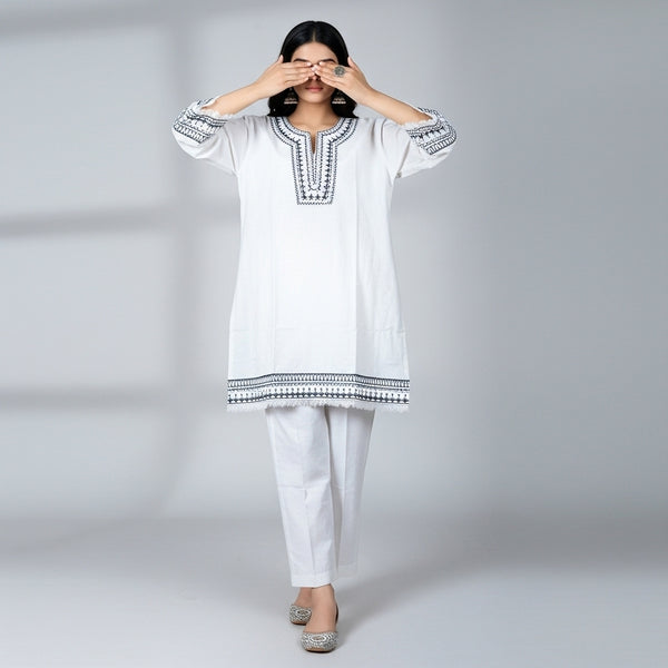 2PC Embroidered Slub Khaddar Suit PW5048