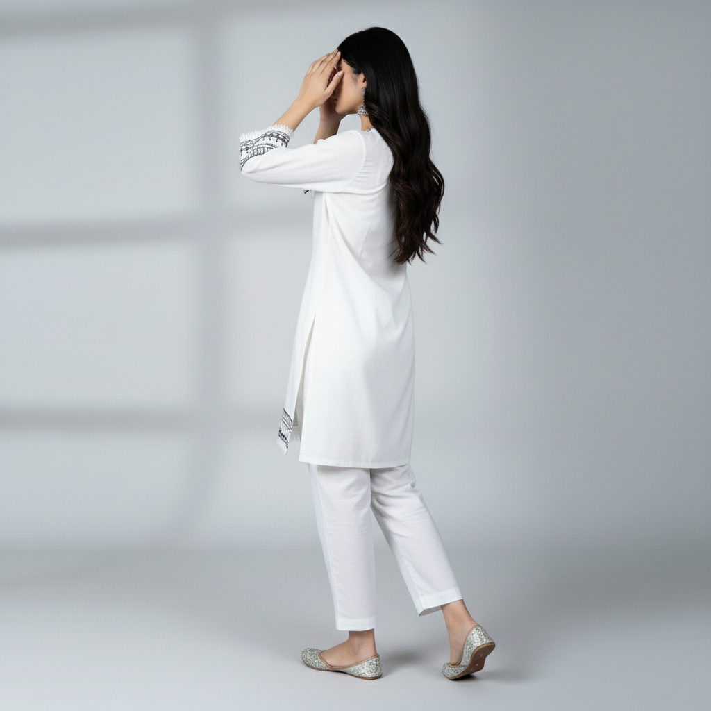 2PC Embroidered Slub Khaddar Suit PW5048