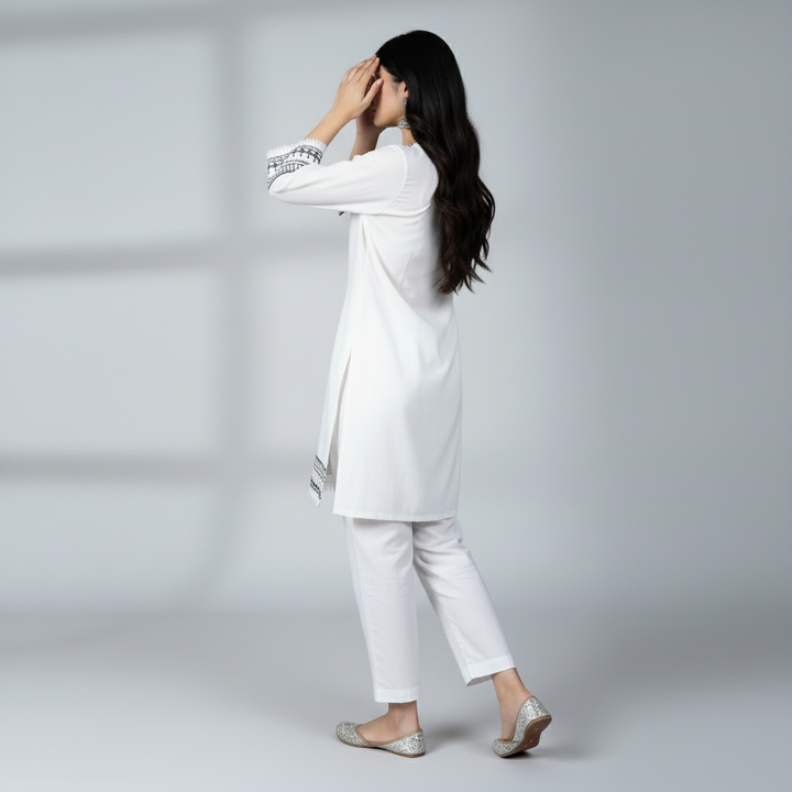 2PC Embroidered Slub Khaddar Suit PW5048