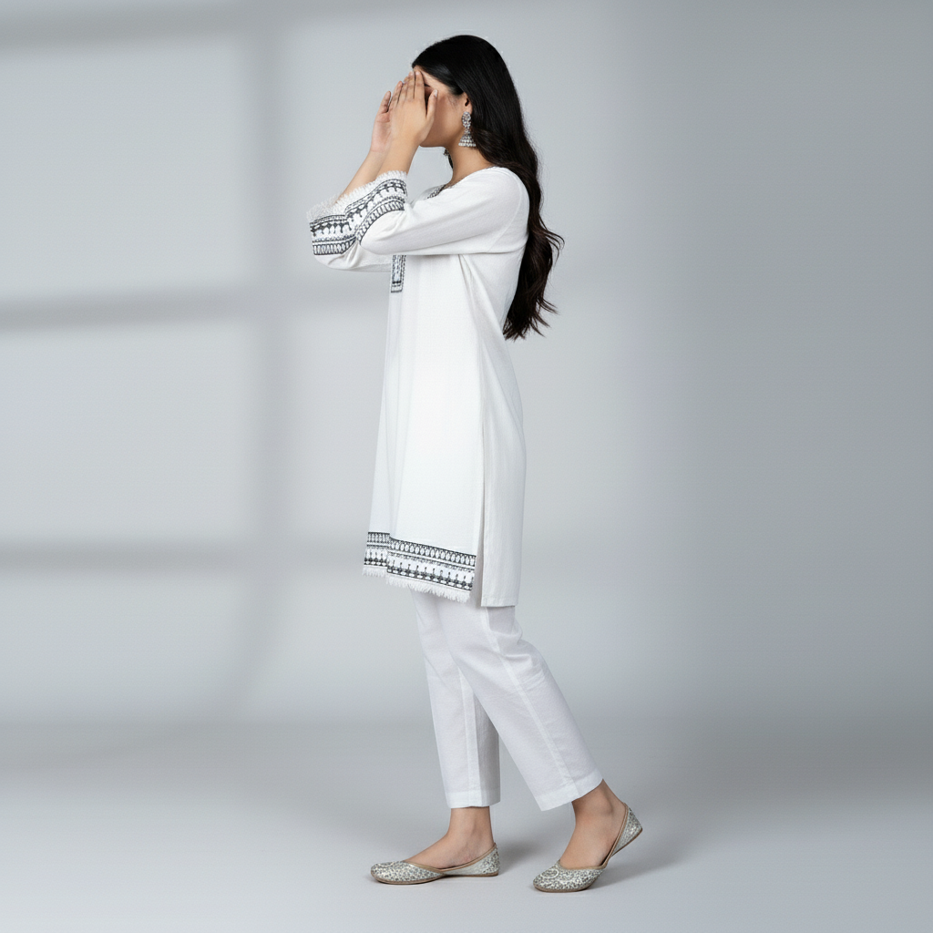 2PC Embroidered Slub Khaddar Suit PW5048