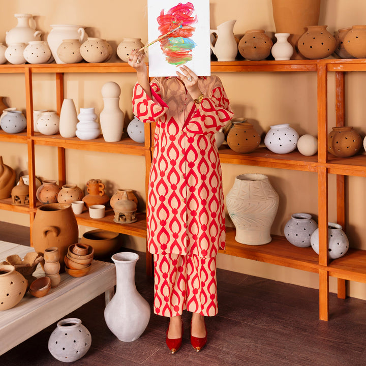 2PC- Printed Cambric Suit PW5053