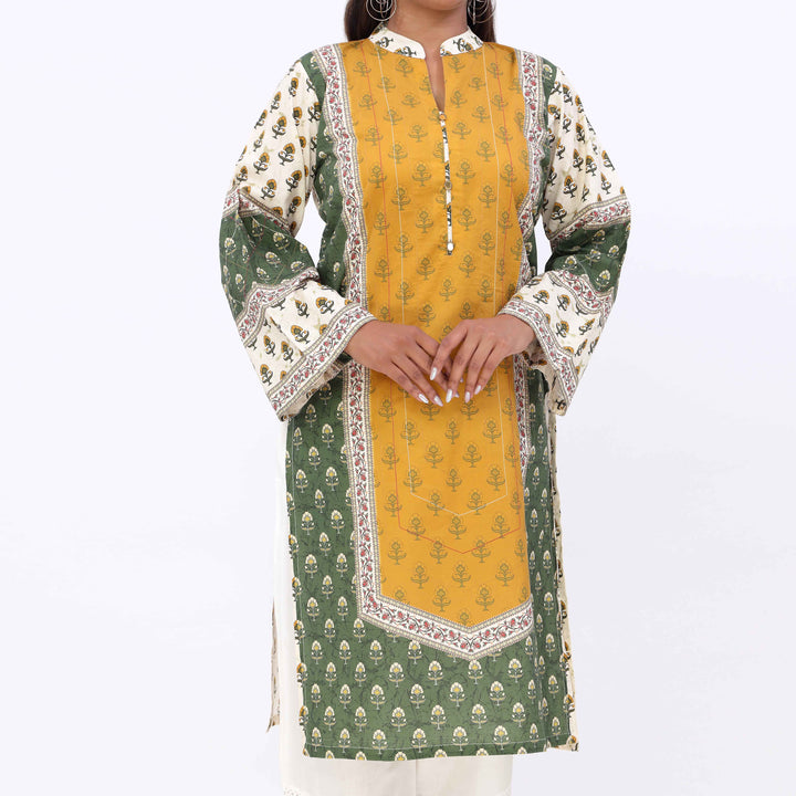 Green Printed Cambric Shirt PW5055