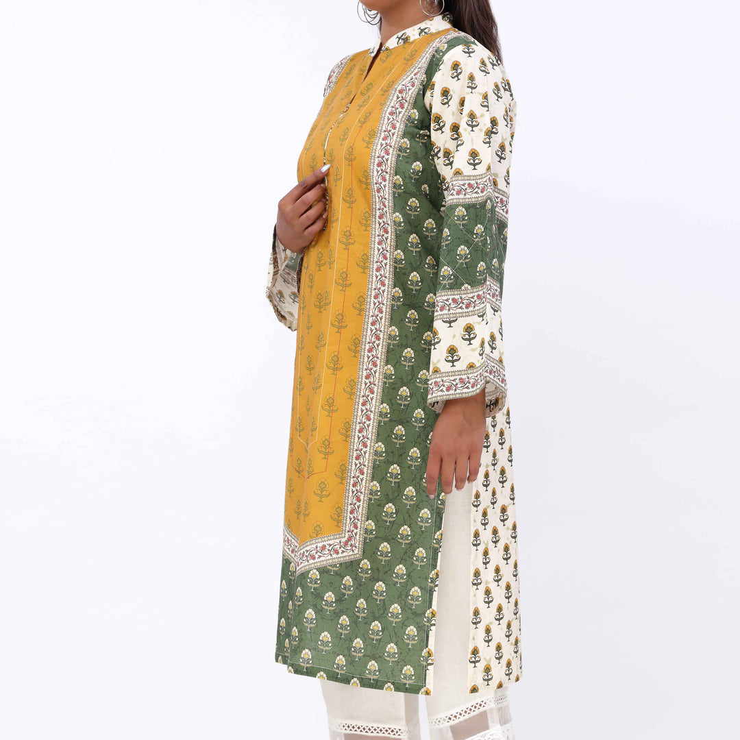 Green Printed Cambric Shirt PW5055