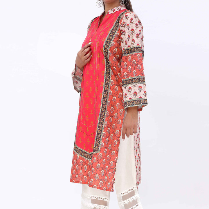 Red Printed Cambric Shirt PW5056