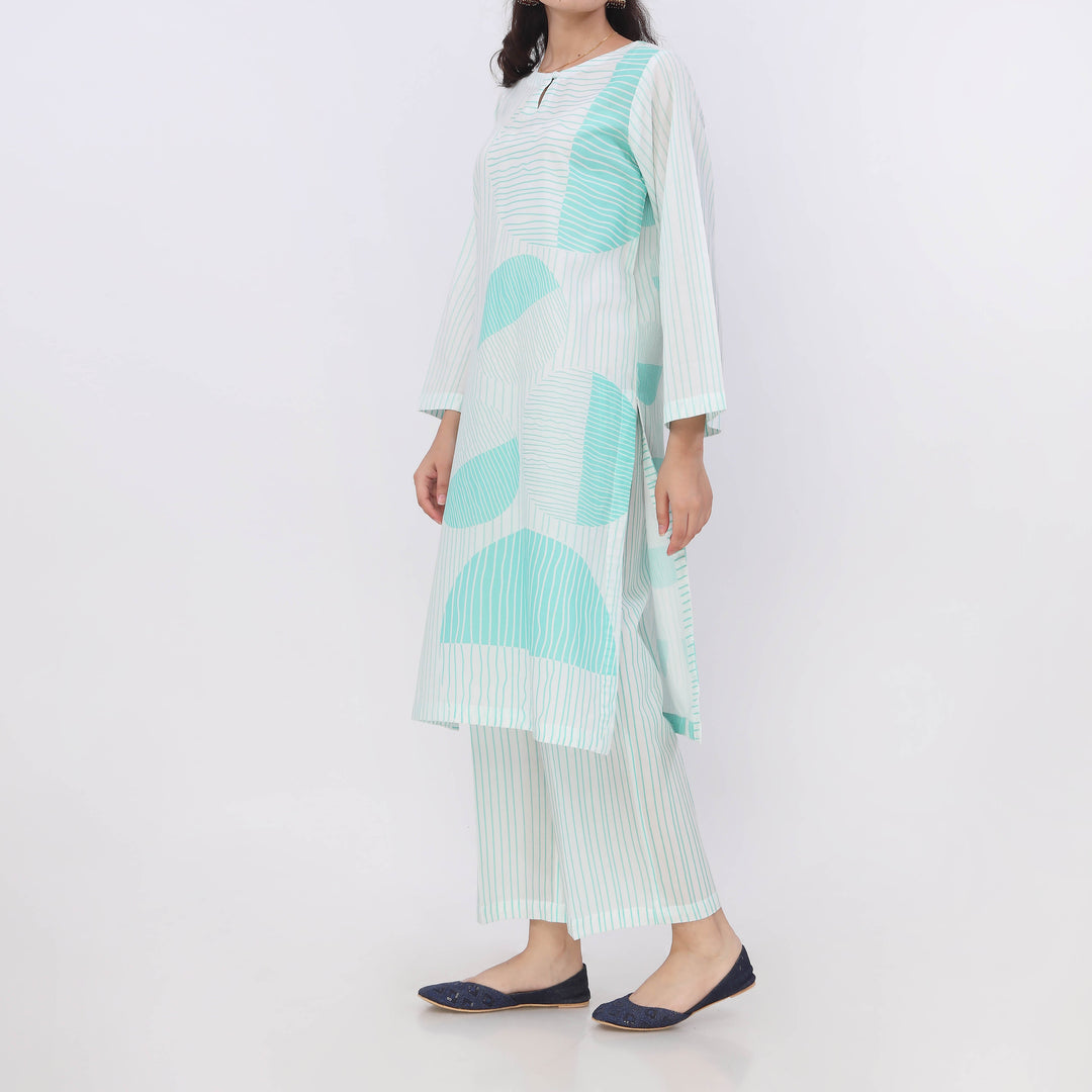 2PC- Digital Printed Cotton Cambric Co-Ord Set PW5064