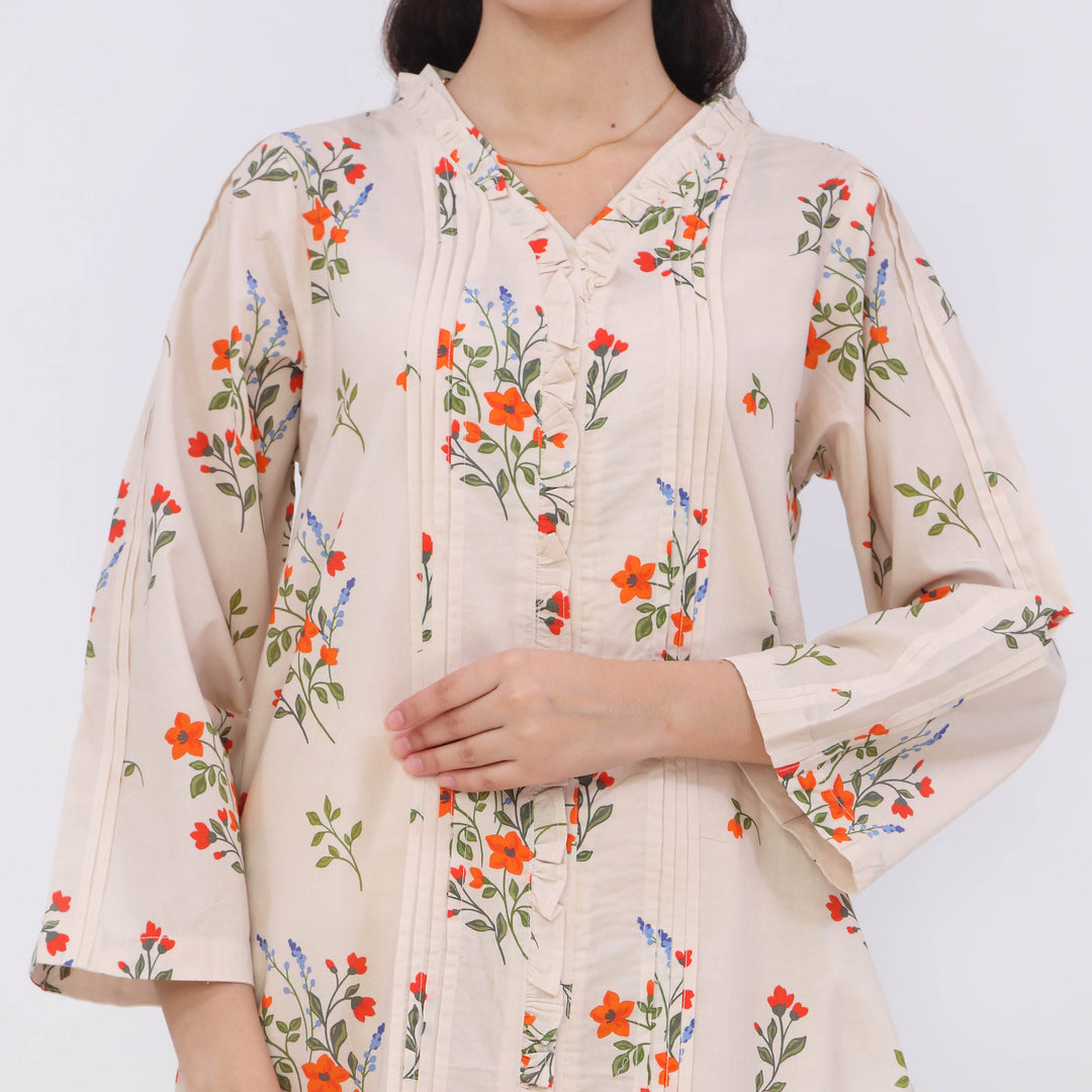 2PC- Digital Printed Cotton Cambric Co-Ord Set PW5068