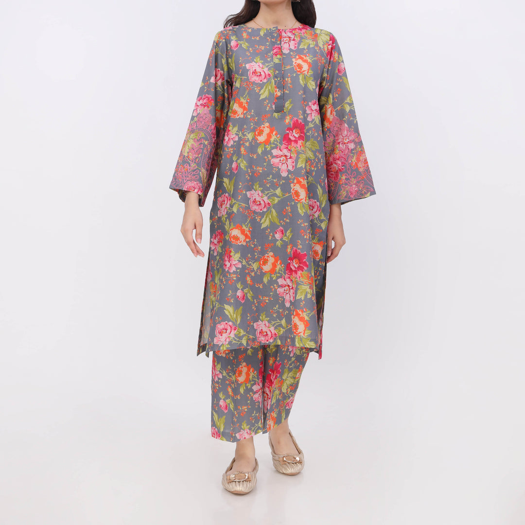 2PC- Digital Printed Cotton Cambric Co-Ord Set PW5069