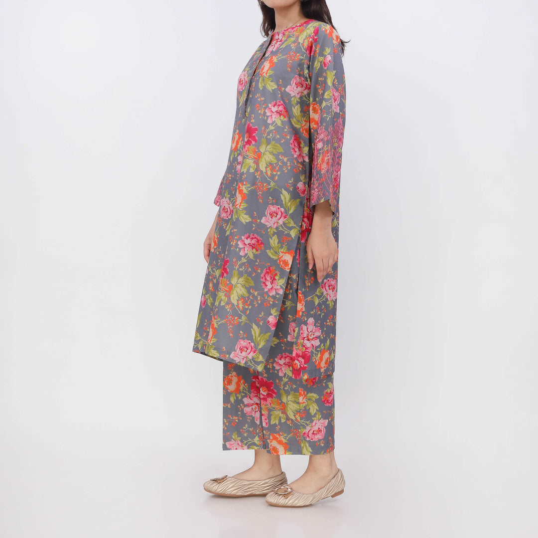 2PC- Digital Printed Cotton Cambric Co-Ord Set PW5069