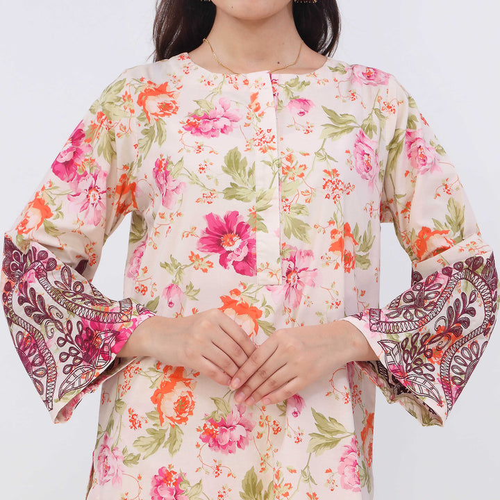 2PC- Digital Printed Cotton Cambric Co-Ord Set PW5070