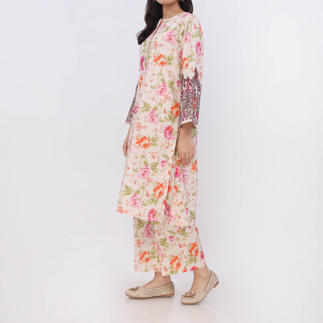 2PC- Digital Printed Cotton Cambric Co-Ord Set PW5070