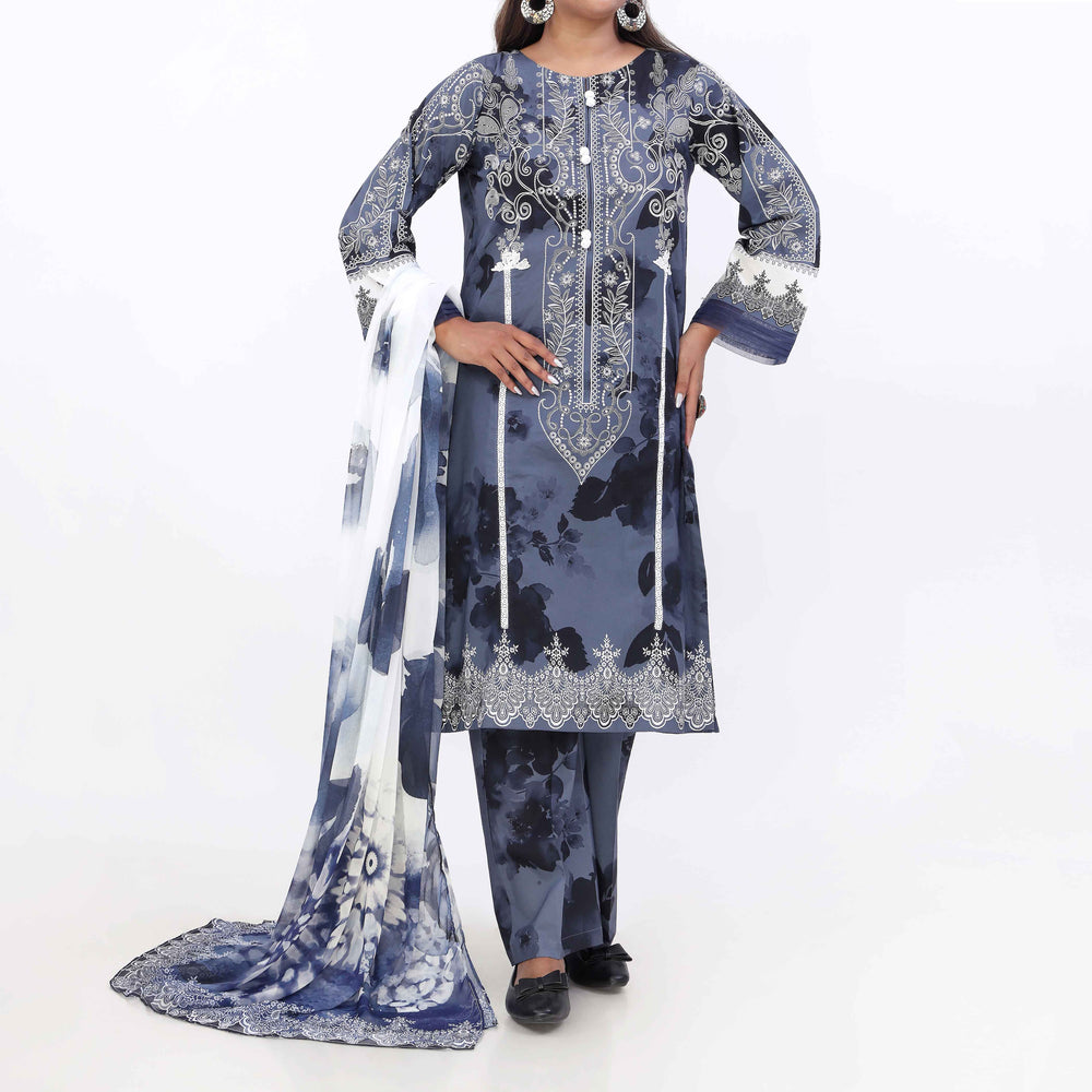 3PC- Printed Cambric Suit PW5087