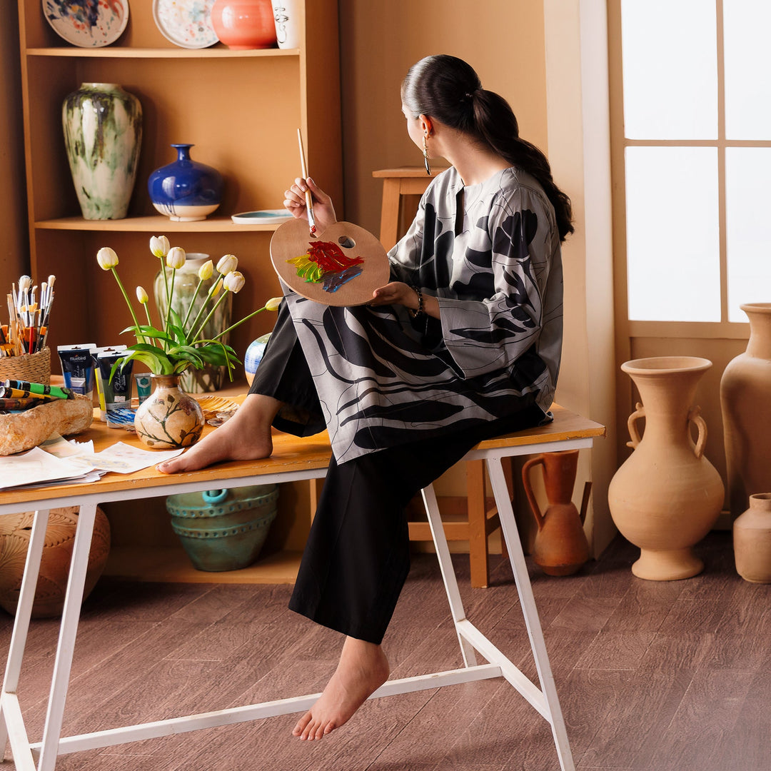 1PC- Printed Cambric Shirt PW5095