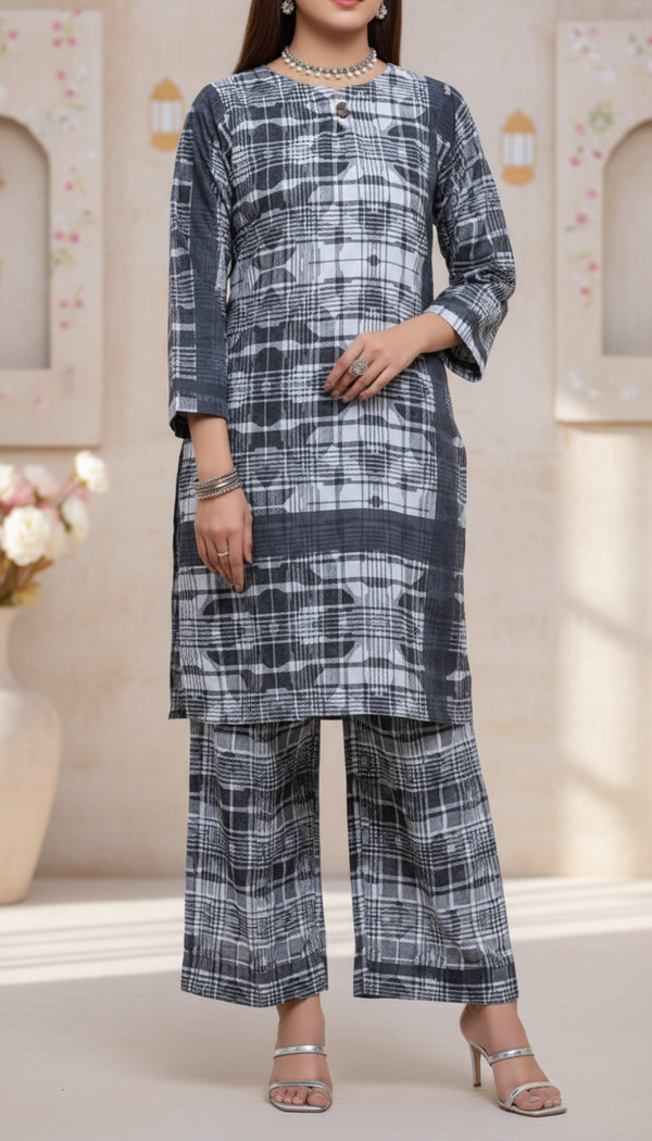 2 PC Digital Printed Cambric Suit PW5114