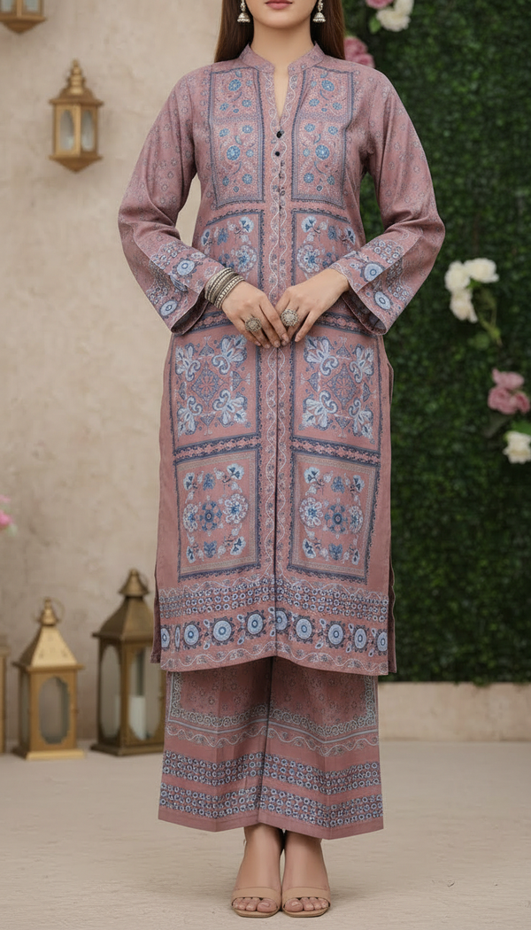 2 PC Digital Printed Cambric Suit PW5121