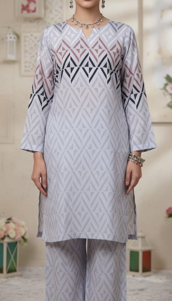 2 PC Digital Printed Cambric Suit PW5126