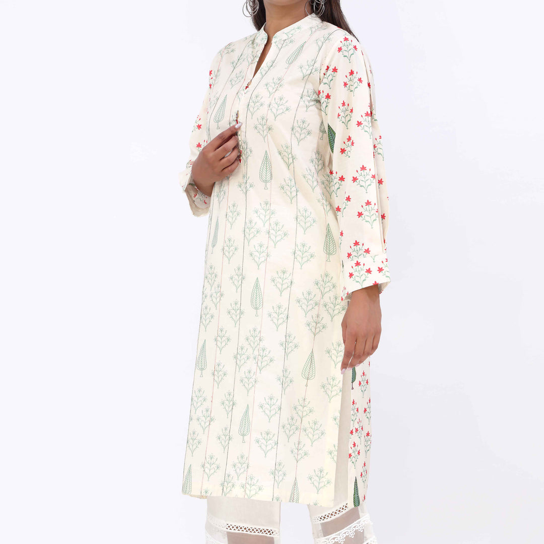 Beige Printed Cambric Shirt PW5145