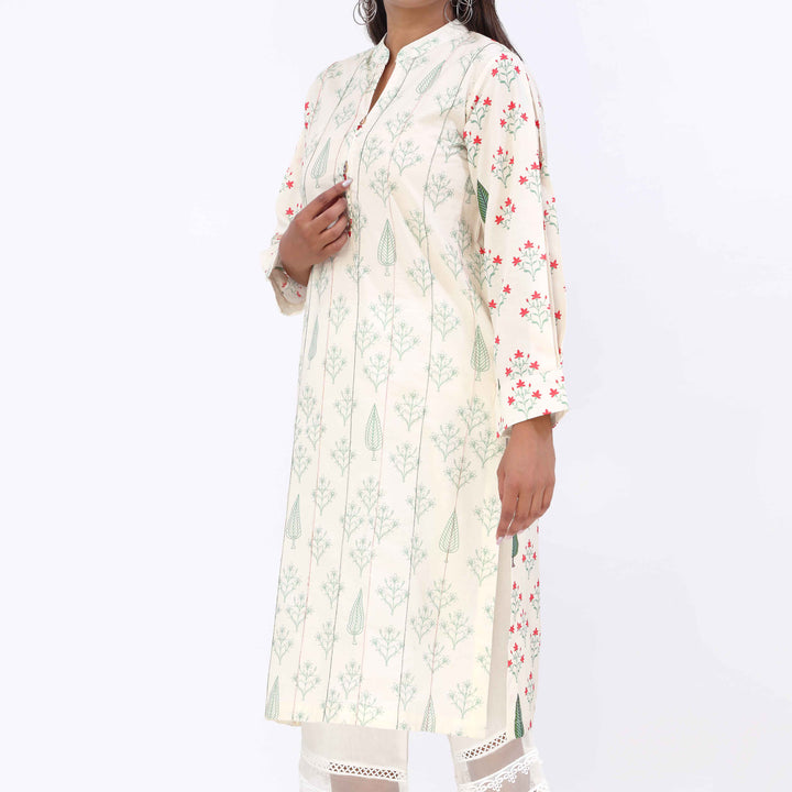 Beige Printed Cambric Shirt PW5145