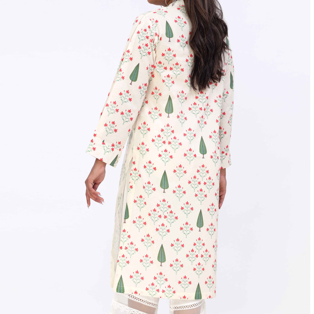 Beige Printed Cambric Shirt PW5145