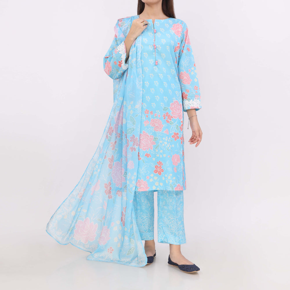 3PC Printed Cambric Suit