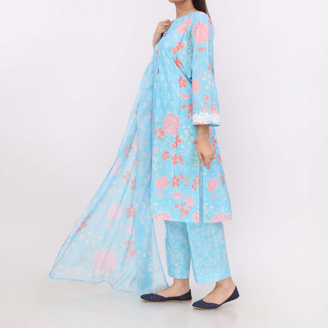 3PC Printed Cambric Suit