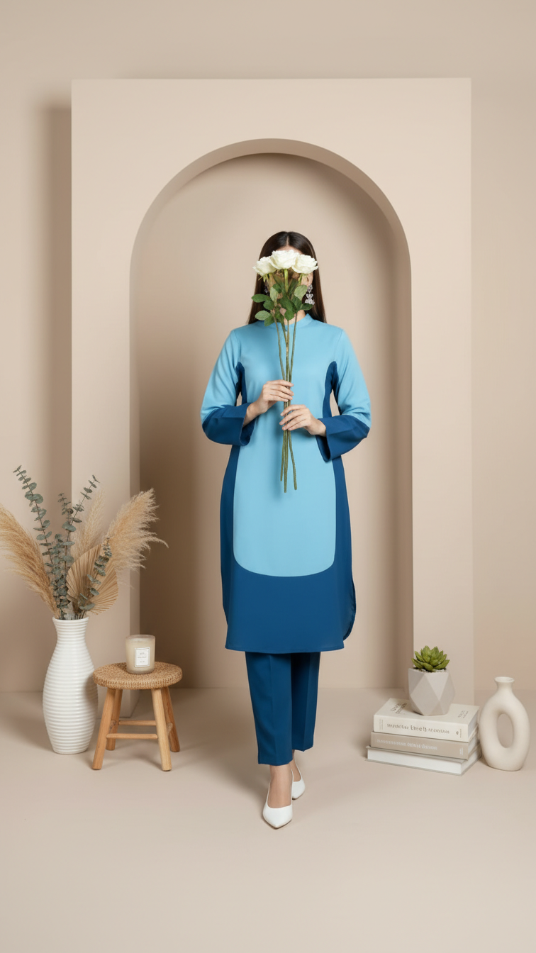 2PC Solid Dyed Slub Khaddar Blocking Effect Suit PW5180