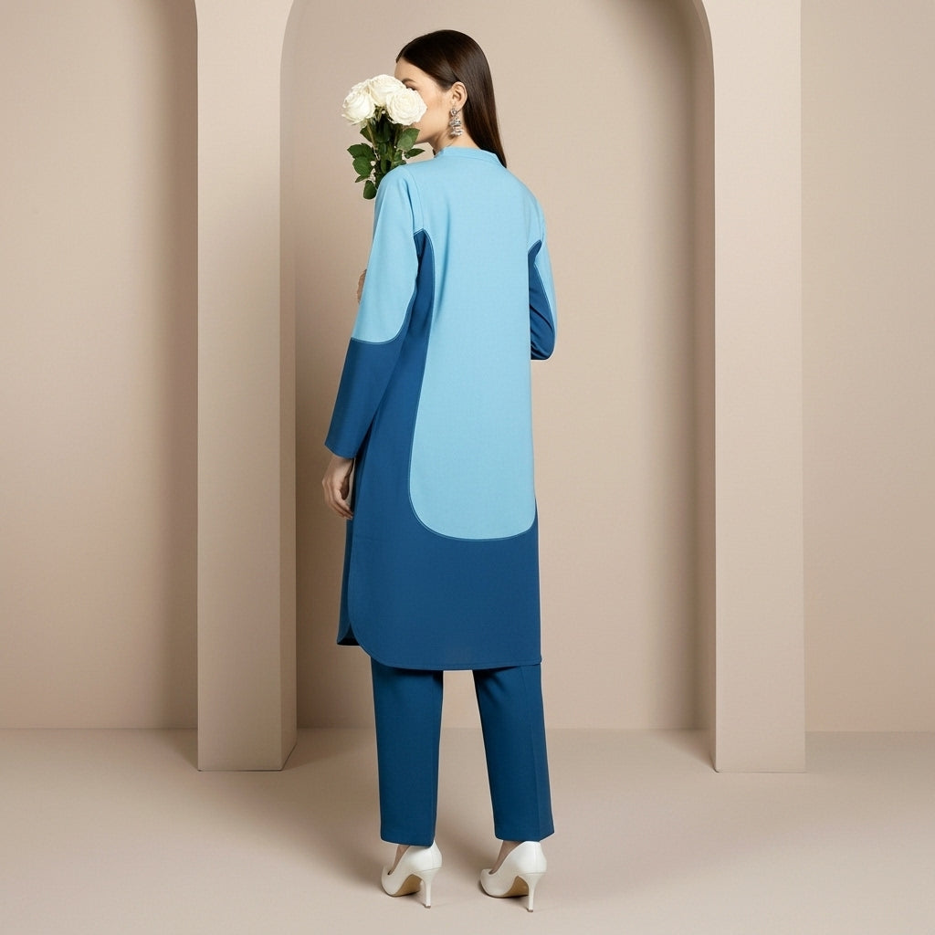 2PC Solid Dyed Slub Khaddar Blocking Effect Suit PW5180