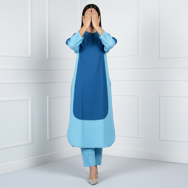 2PC Solid Dyed Slub Khaddar Blocking Effect Suit PW5181