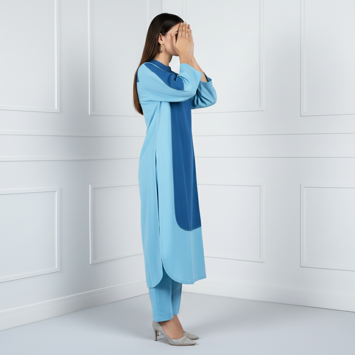 2PC Solid Dyed Slub Khaddar Blocking Effect Suit PW5181