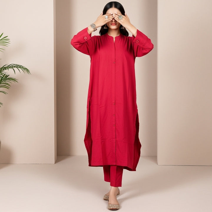 2PC Solid Dyed Slub Khaddar Suit PW5182