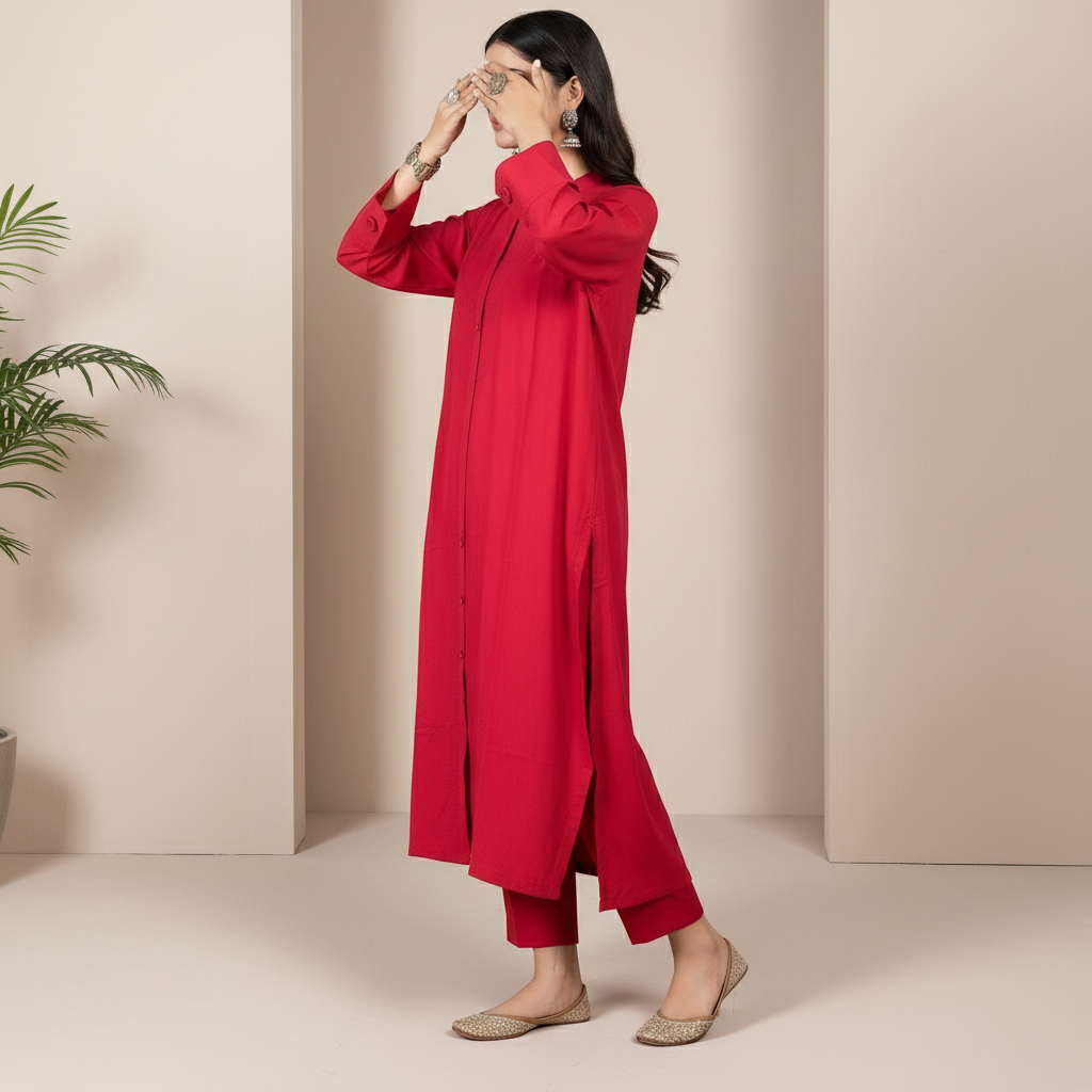 2PC Solid Dyed Slub Khaddar Suit PW5182