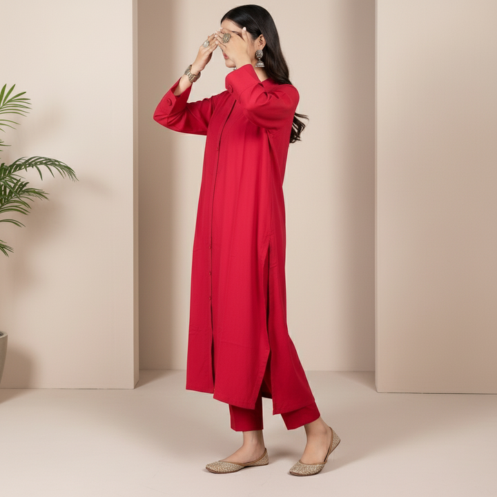 2PC Solid Dyed Slub Khaddar Suit PW5182