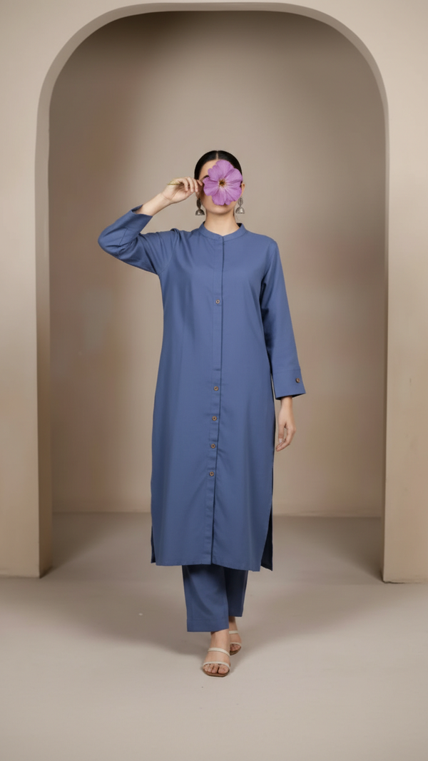 2PC Solid Dyed Slub Khaddar Suit PW5183