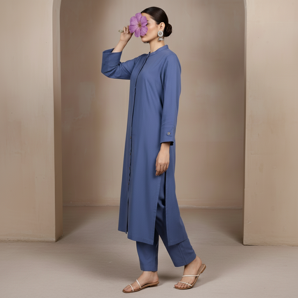 2PC Solid Dyed Slub Khaddar Suit PW5183