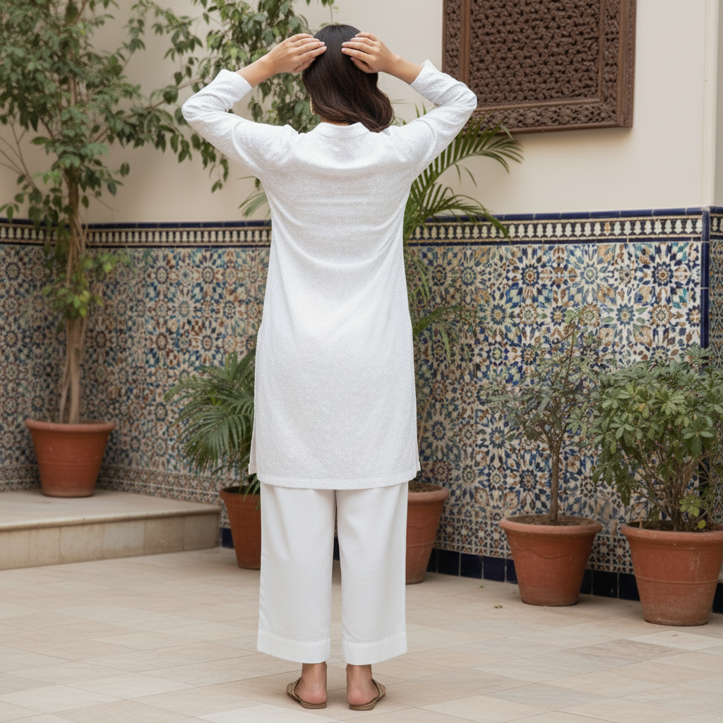 2PC Embroidered Chikan Kari Cotton Suit PW5192