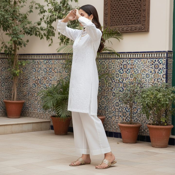 2PC Embroidered Chikan Kari Cotton Suit PW5192