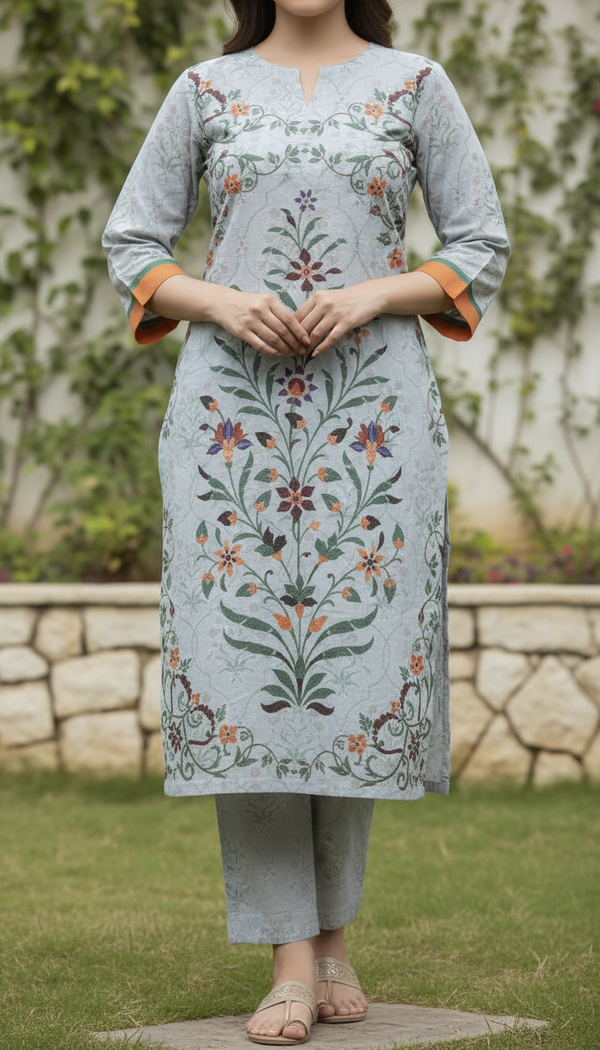 2 PC Digital Printed Cotton Cambric Suit PW5209