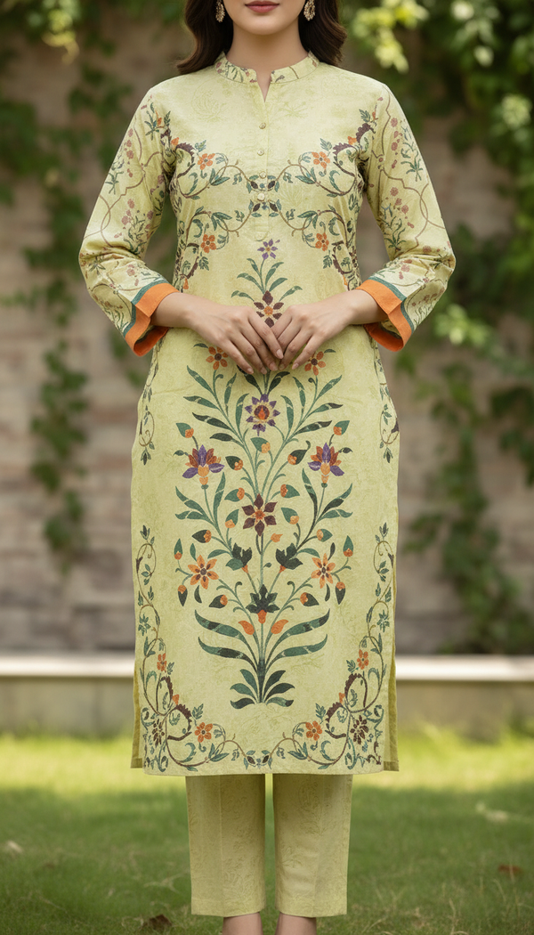 2 PC Digital Printed Cotton Cambric Suit PW5210