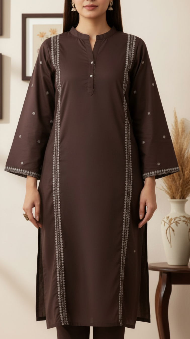Embroiderd Slub Khaddar Shirt PW5224