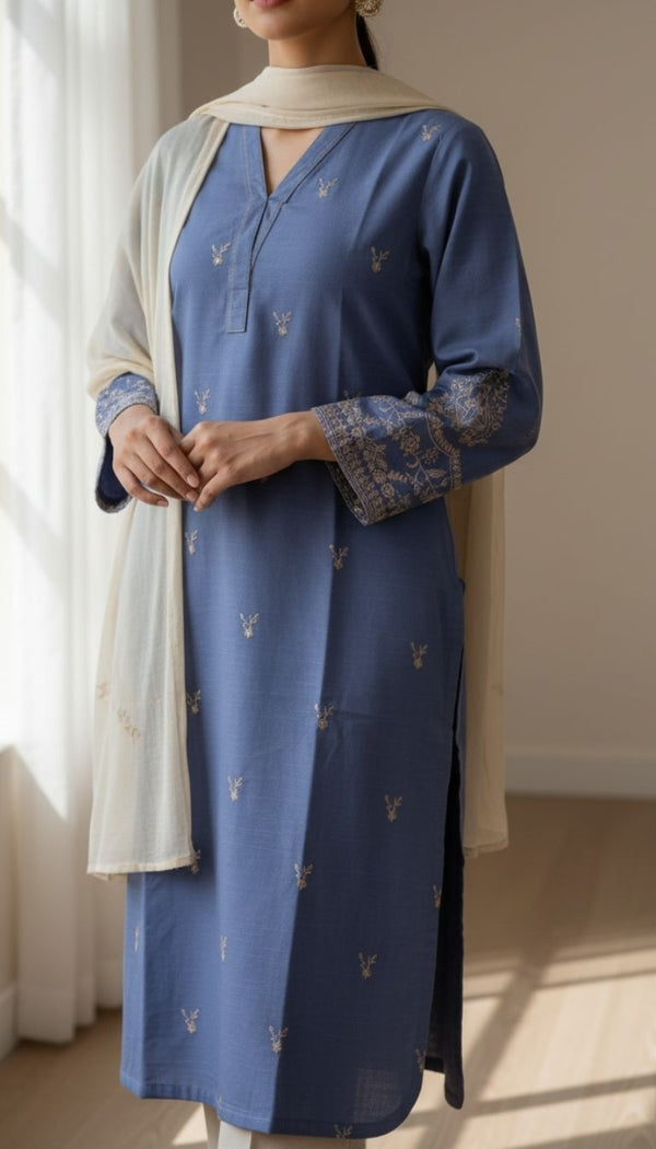 Embroiderd slub khadder shirt PW5226