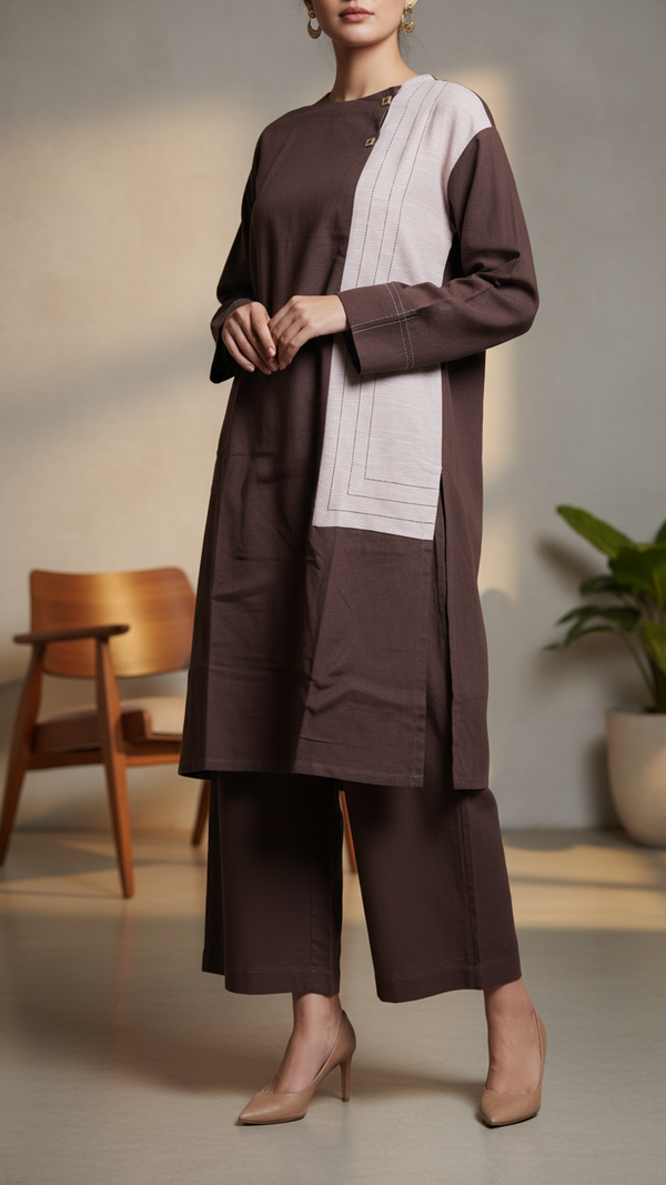 2 PC Dyed Slub Khaddar Suit PW5231