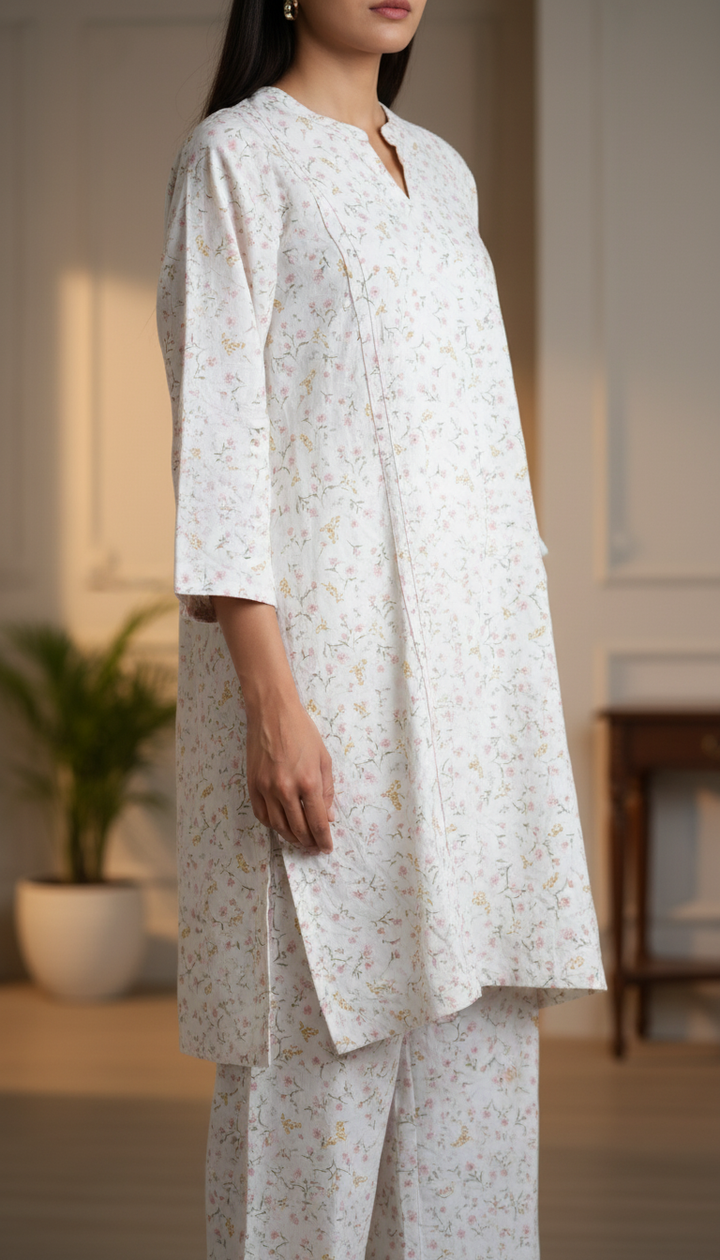 2PC Digital Printed Poly Linen Suit PW5233