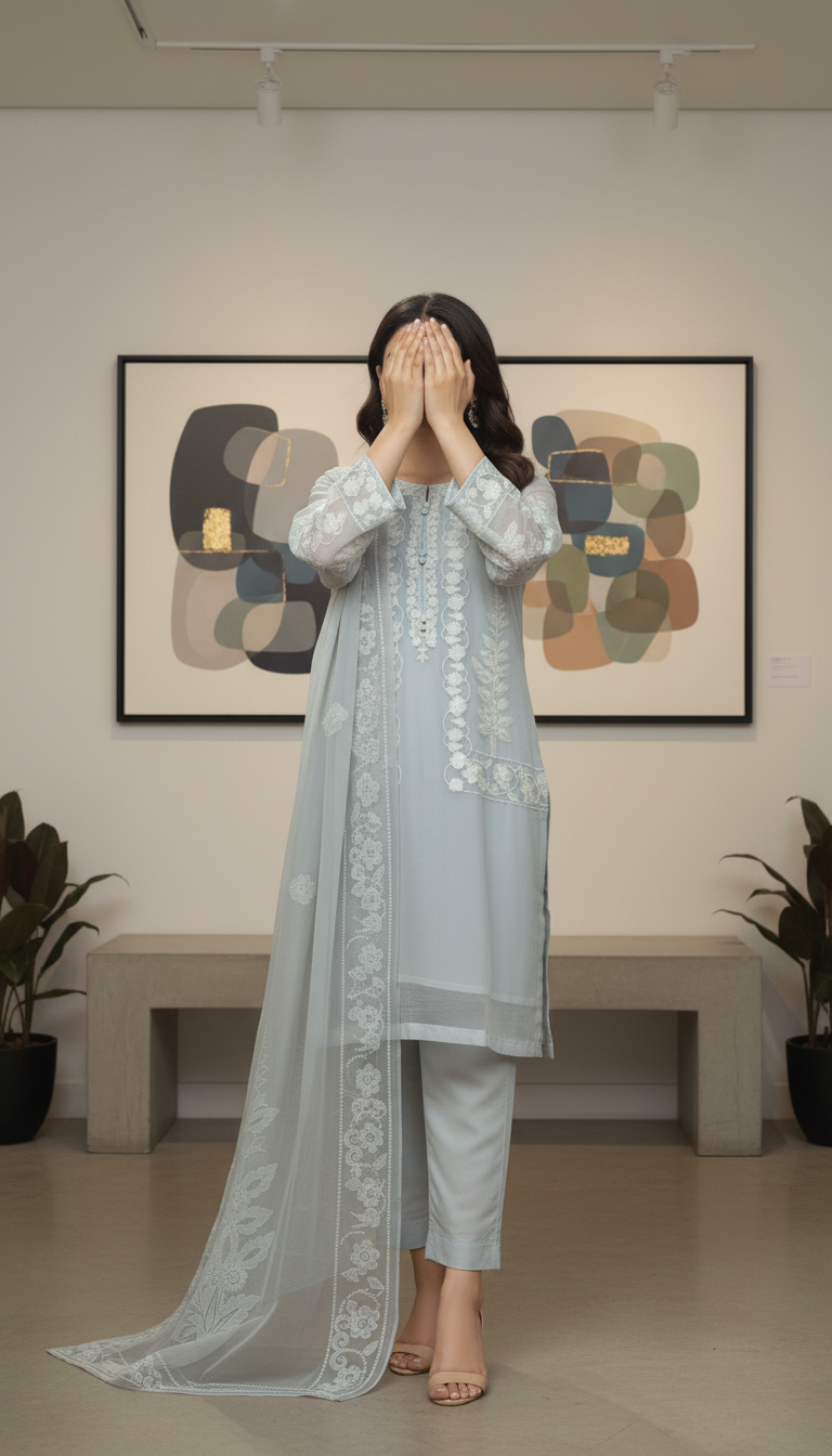 3 PC Embroiderd Chiffon Suit PW5260