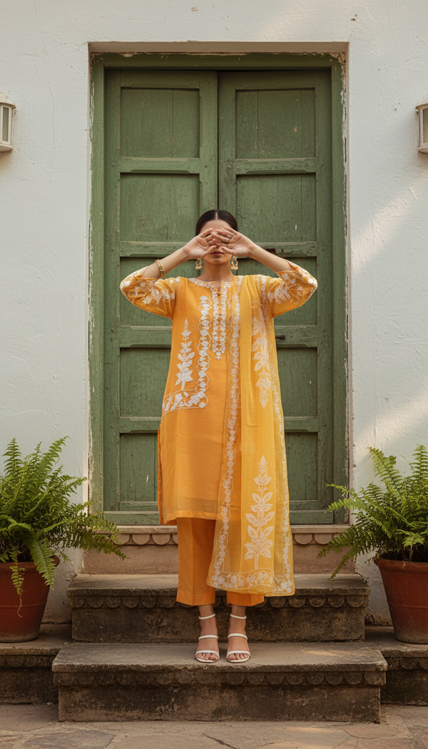 3 PC Embroiderd Chiffon Suit PW5260