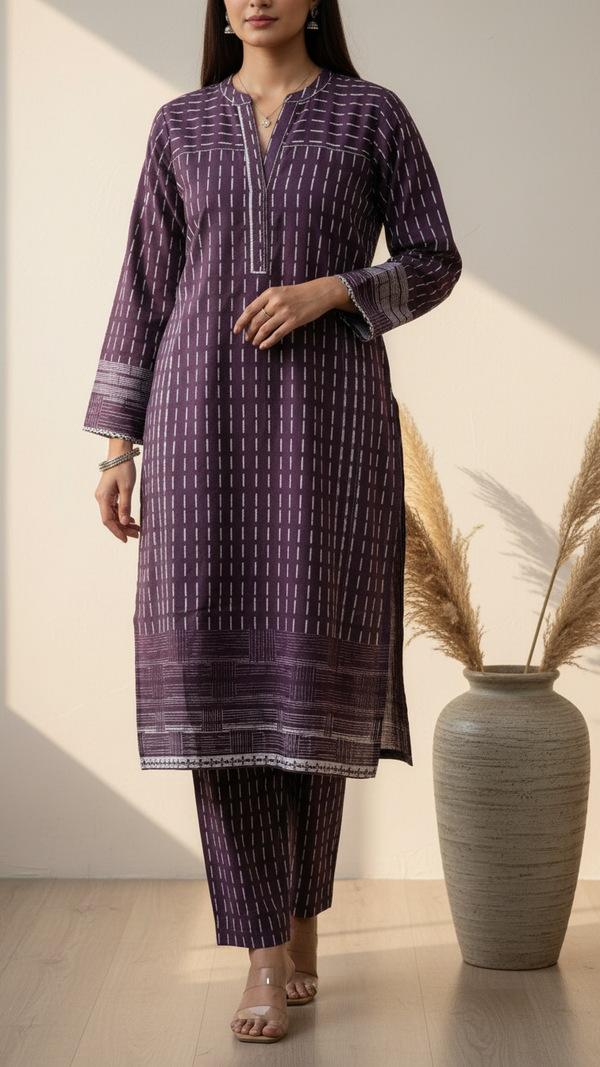 2 PC Digital Printed Slub Khaddar Suit PW5266