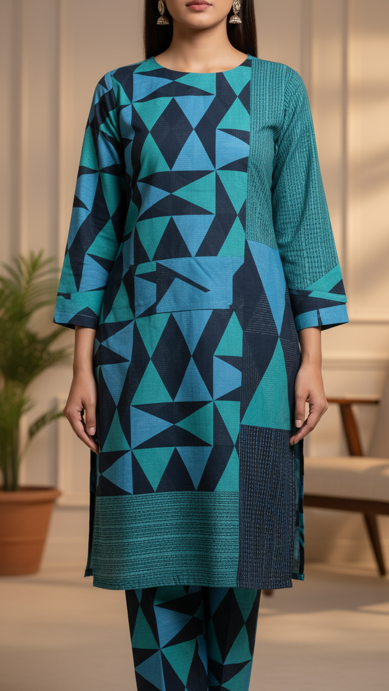 2 PC Digital Printed Slub Khaddar Suit PW5267