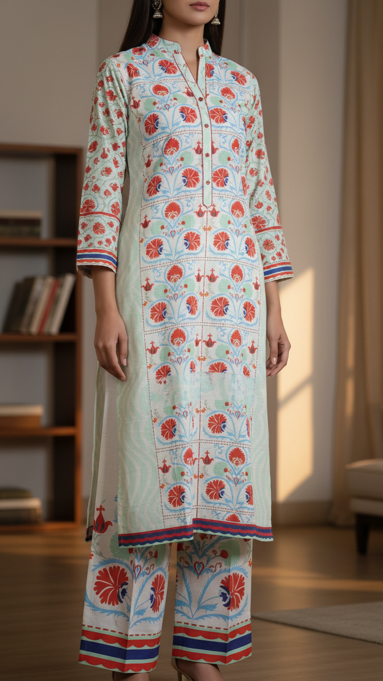 2 PC Digital Printed Slub Khaddar Suit PW5268