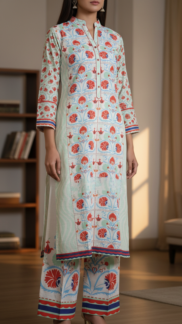 2 PC Digital Printed Slub Khaddar Suit PW5268