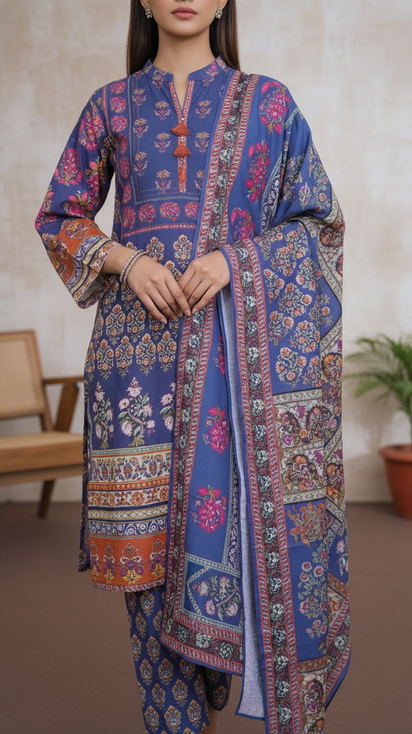 3 PC Digital Printed slub Khaddar Suit PW5273