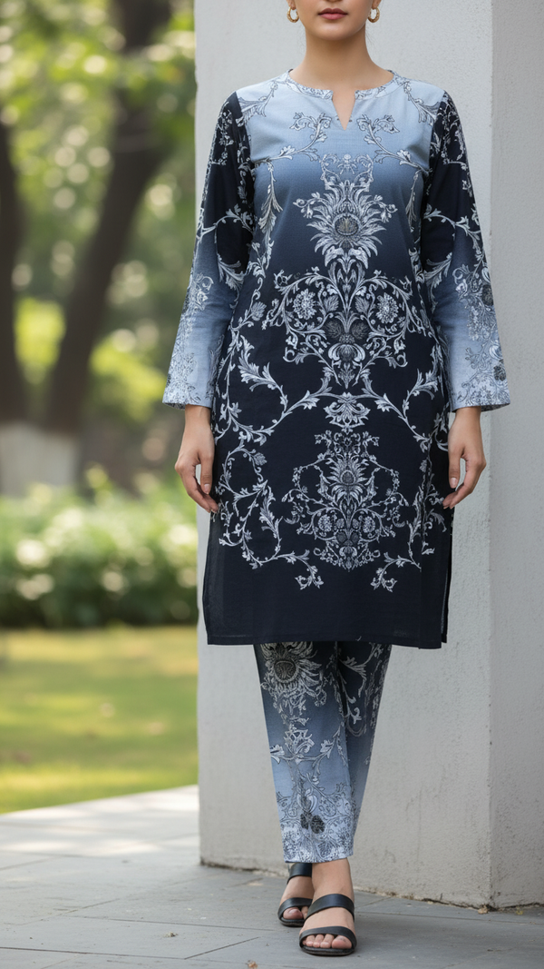 2 PC Digital Printed Slub Khaddar Suit PW5276