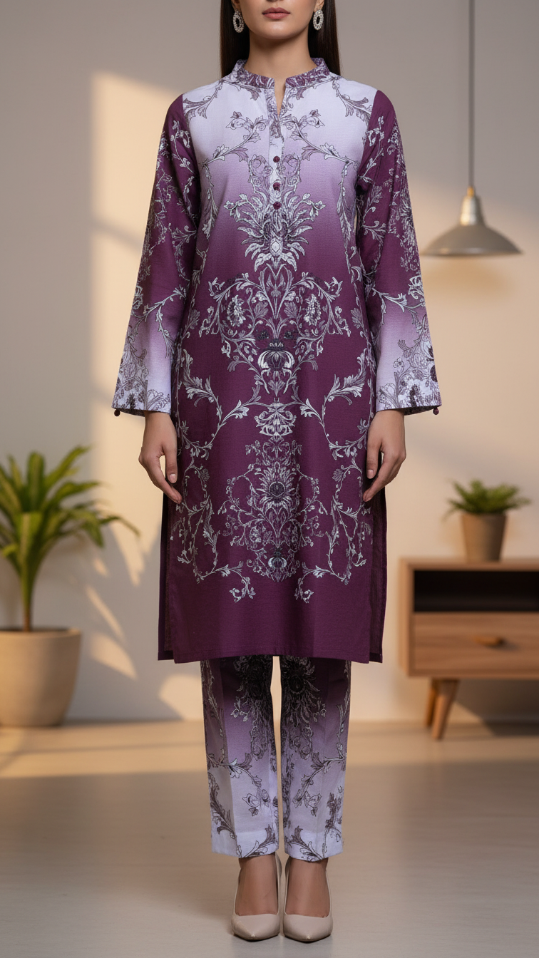 2 PC Digital Printed Slub Khaddar Suit PW5276